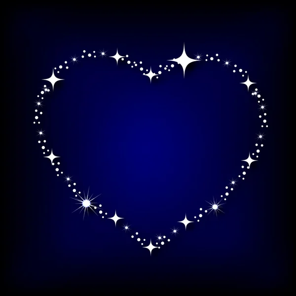 Corazón con estrellas en el cielo nocturno — Vector de stock