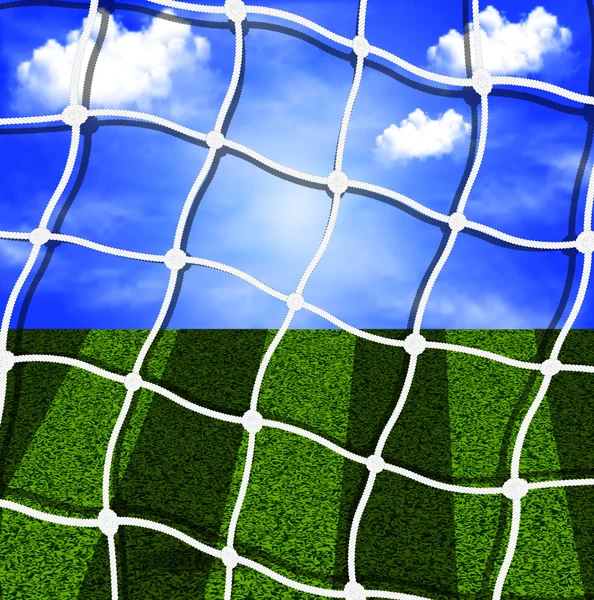 Soccer net against the sky and field — Stock Vector