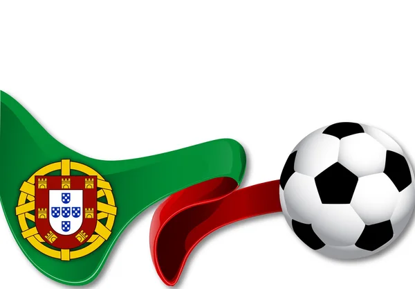 Portugal bandera y balón de fútbol — Vector de stock
