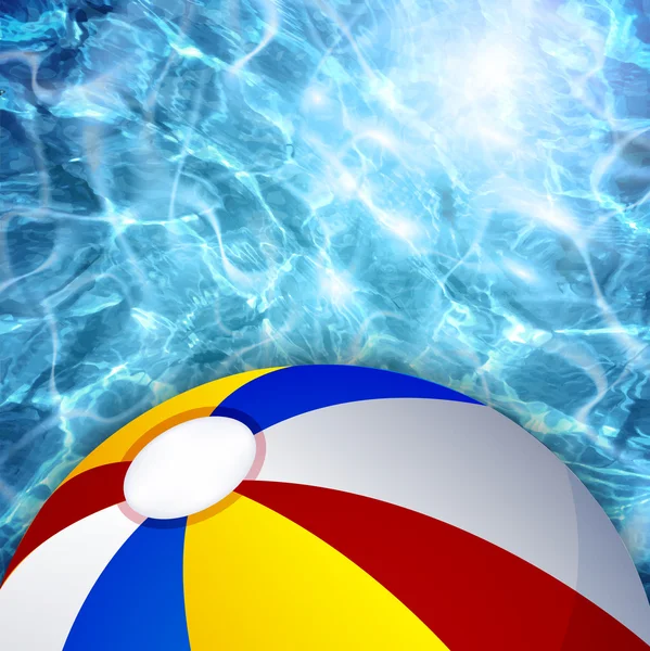 Beach ball on a background of water — Stock Vector