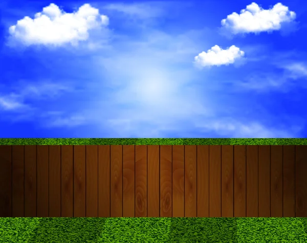Cour avec une clôture en bois — Image vectorielle