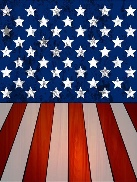 Parede e tábuas de madeira na textura da bandeira dos Estados Unidos — Vetor de Stock