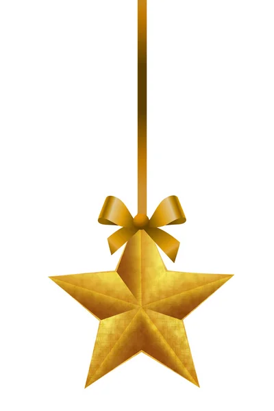 Adornos aislados de oro Navidad estrellas colgantes — Archivo Imágenes Vectoriales