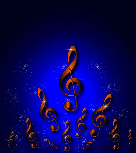 Notas musicales doradas brillantes — Vector de stock