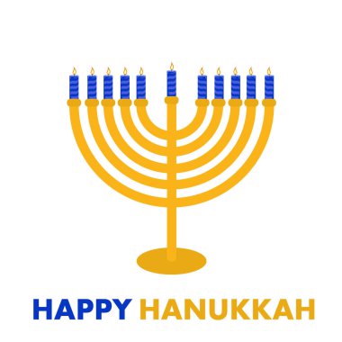 Hanuka için izole edilmiş şamdan, vektör sanat illüstrasyonu.