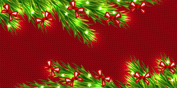 Branches Arbre Noël Décorées Sur Tricot Illustration Art Vectoriel — Image vectorielle