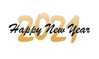 Yeni yılın kutlu olsun. Metin el yazısı, vektör sanat çizimleri..