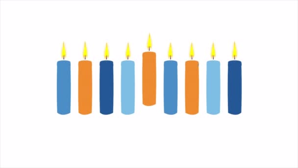 Kaarsen Voor Joodse Feestdag Hanukkah Kunst Video Illustratie — Stockvideo