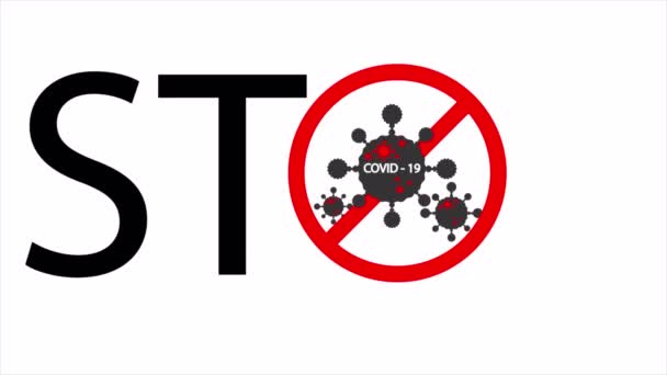 停止Coronavirus图标 艺术视频说明 — 图库视频影像