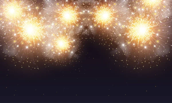 Flashes Fuegos Artificiales Cielo Nocturno Ilustración Arte Vectorial — Archivo Imágenes Vectoriales