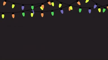 Düz tasarımda asılı renkli çelenkler, sanat videosu illüstrasyonu.