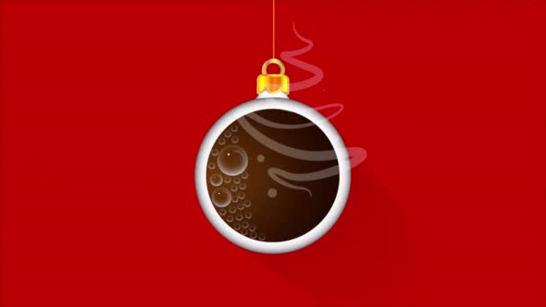 Weihnachtskugel Aus Einer Duftenden Tasse Kaffee Kunst Video Illustration — Stockvideo