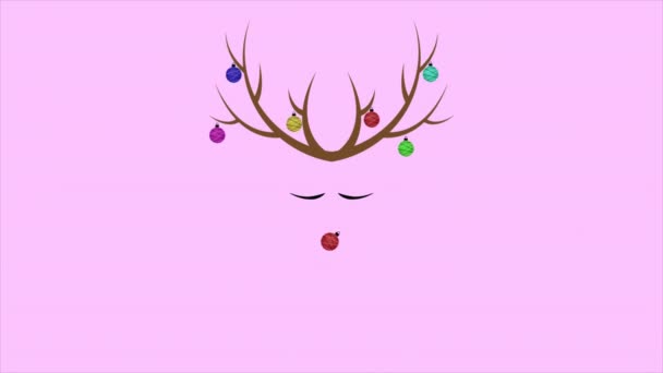 Christmas Concept Reindeer Evergreen Fir Art Video Illustration — Stock Video