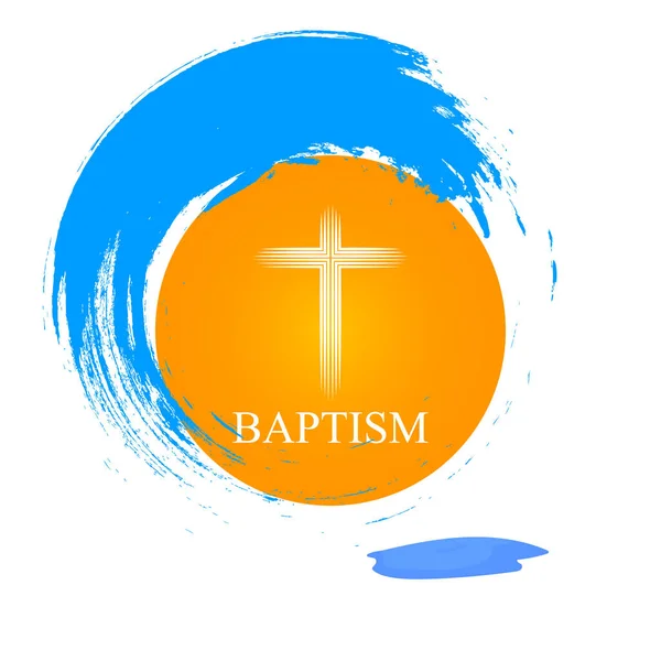 Batismo Água Cruz Logotipo Ilustração Arte Vetorial — Vetor de Stock