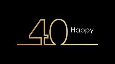 Bir satırdan 40. yıl dönümü altın rengi, sanat videosu illüstrasyonu.