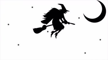 Buona Festa della Befana ve uçan cadı, sanat videosu illüstrasyonu.