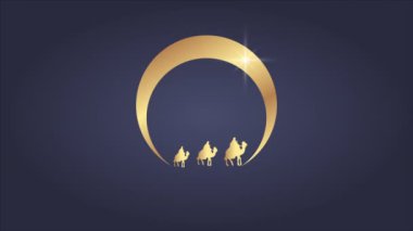 Üç kral, Epifani 'deki Beytüllahim' e kadar yıldızı takip eder. Sanat videosu illüstrasyonu..