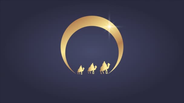 Tre Kungarna Följer Stjärnan Till Betlehem Epiphany Konst Video Illustration — Stockvideo