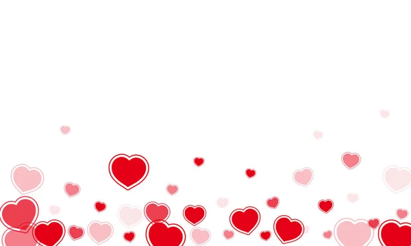 Romántico Plano Corazones Dispersos Cayendo Ilustración Arte Vectorial — Vector de stock