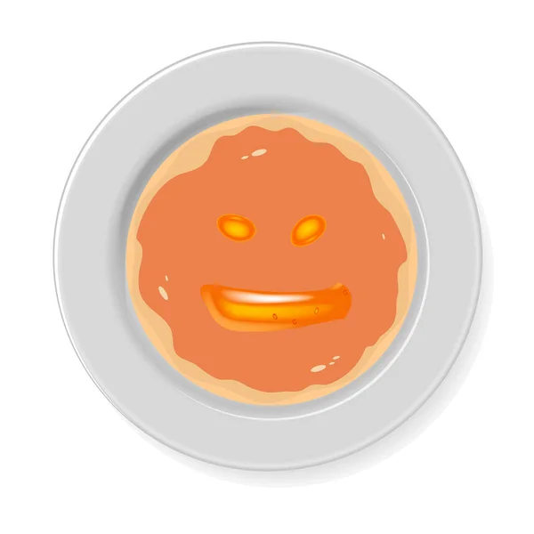 Crêpes Avec Confiture Forme Visage Illustration Art Vectoriel — Image vectorielle