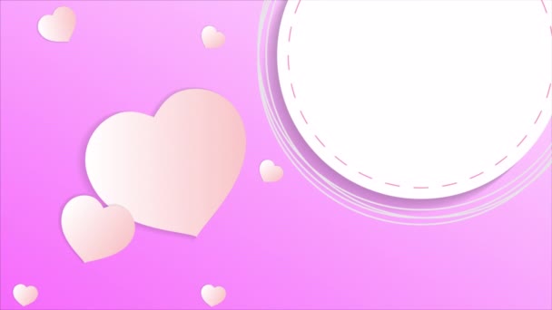 Banner Circular Del Día San Valentín Con Corazones Ilustración Video — Vídeos de Stock