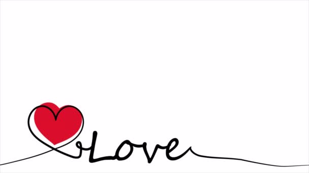 Coração Linear Com Palavra Amor Arte Vídeo Ilustração — Vídeo de Stock