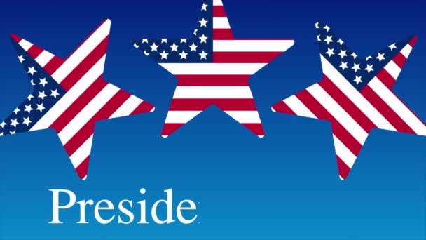 Cartaz Com Estrelas Americanas Para Dia Dos Presidentes Ilustração Vídeo — Vídeo de Stock
