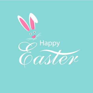 Paskalya el yazısı ve sevimli tavşan, vektör sanat çizimi..