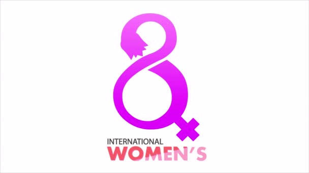 8 március logó nemzetközi nőnap, art video illusztráció.