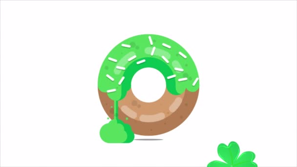Donut Para Dia Patricks Ilustração Vídeo Arte — Vídeo de Stock