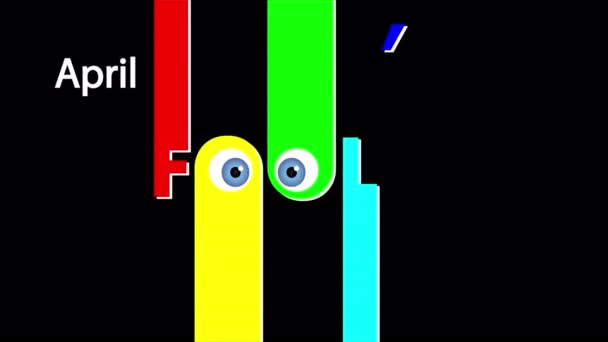 April 1St Fools Day Colorful Typography Art Video Illustration — Stock Video