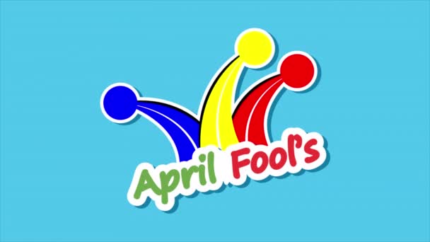 April Fools Day Colorful Typography Jester Hat Art Video Illustration — Stock Video