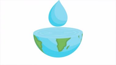 Su damlası. Dünyanın bir parçası. Sanat videosu illüstrasyonu..