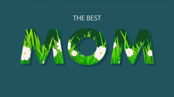 Λέξη Μαμά Στα Λουλούδια Τέχνη Εικονογράφηση Βίντεο — Αρχείο Βίντεο
