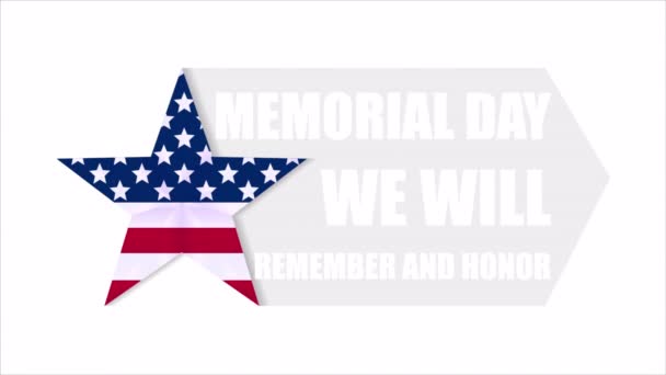 Star Ribbon Memorial Day Art Video Illustration — Stock Video