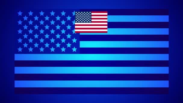 Abstrakt Blå Minnesdag Bakgrund Med Usa Flagga Konst Video Illustration — Stockvideo