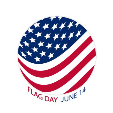 Yuvarlak Amerikan bayrağı logosu, vektör sanat çizimi.