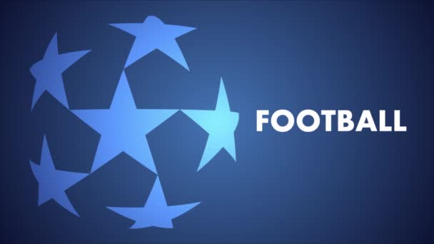 Μπλε Φόντο Αστέρια Μπάλα Ποδοσφαίρου Τέχνη Εικονογράφηση Βίντεο — Αρχείο Βίντεο