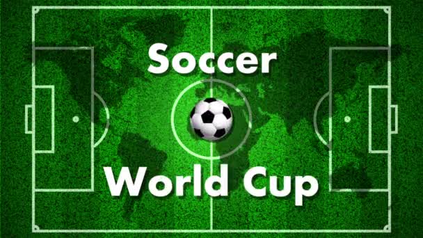 Γήπεδο Ποδοσφαίρου Παγκόσμιο Χάρτη Για Παγκόσμιο Κύπελλο Ποδοσφαίρου Τέχνη Εικονογράφηση — Αρχείο Βίντεο