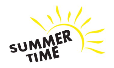 Güneşli yaz zamanı logosu, vektör sanat çizimi.