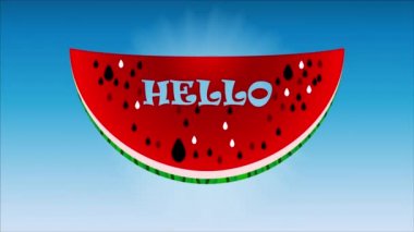 Bir dilim karpuz ve metin. Merhaba Summer, sanat videosu illüstrasyonu..