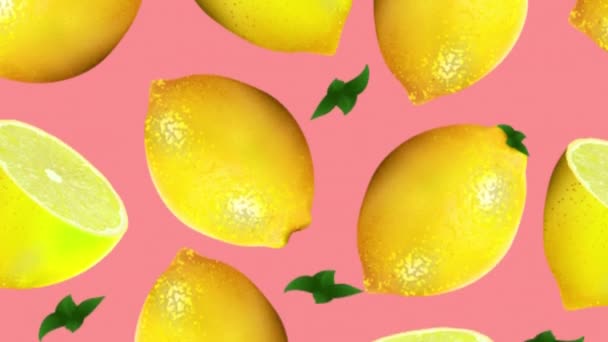 レモンの全体と半分の背景 アートビデオイラスト — ストック動画