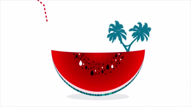 Summer Watermelon Beach Holiday Scene Art Video Illustration — 비디오