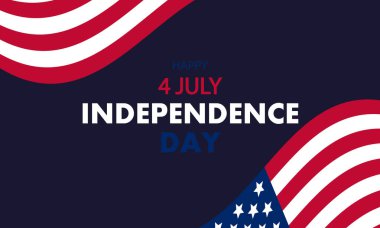 4 Temmuz ABD Bağımsızlık Günü için bayraklı arka plan, vektör sanatsal illüstrasyon.