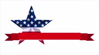 4 Temmuz 'da, Amerika Birleşik Devletleri Bağımsızlığı için bir yıldızla birlikte bir kurdeleyle, sanat videosu illüstrasyonunda.