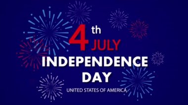 Metin ve havai fişeklerle Bağımsızlık Günü afişi, sanat videosu illüstrasyonu.