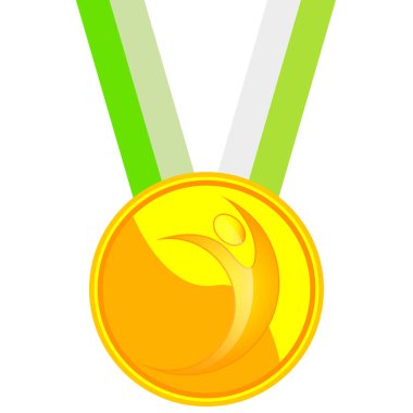 Jimnastikte mükemmeliyet için altın madalya, vektör sanat illüstrasyonu. 