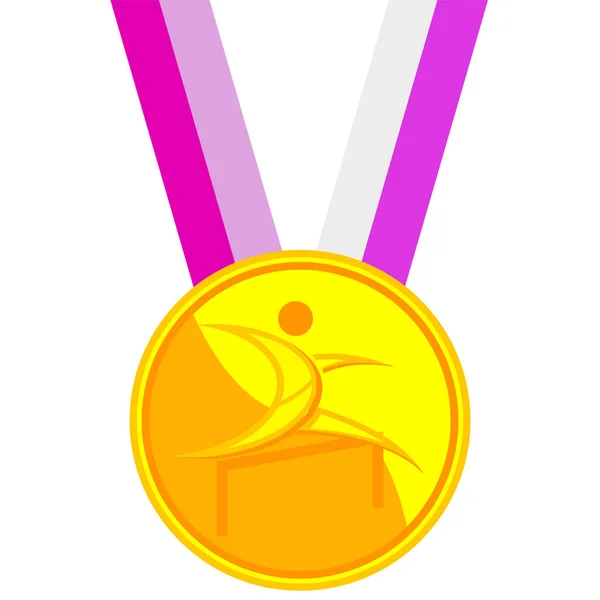 Medalha Ouro Corrida Obstáculos Ilustração Arte Vetorial —  Vetores de Stock