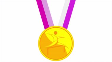 Engelli yarış altın madalyası, sanat videosu illüstrasyonu.