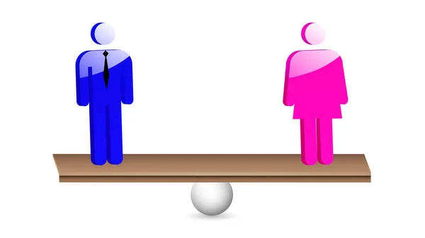 Man Woman Balancing Gender Equality Womens Equality Day Vector Art — Stock Vector